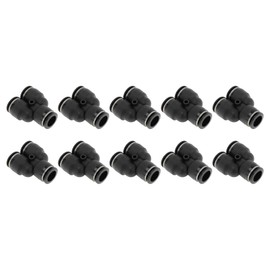 HOPESPANNER Push to Connect Air Fittings 35/64" Y Type Air Line Quick Connector Plastic 10 Pcs Black Silver Tone