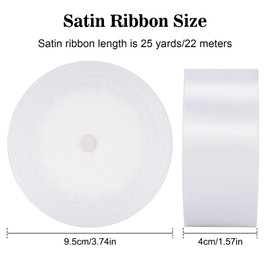joycraft Solid Color Satin Ribbon, 1-1/2 Inch x 25 Yards Fabric Ribbon, Thin Fabric Ribbons Roll, Satin Fabric Ribbons for Gift Wrapping Floral Hair Craft Party Wedding Decor(White Ribbon)