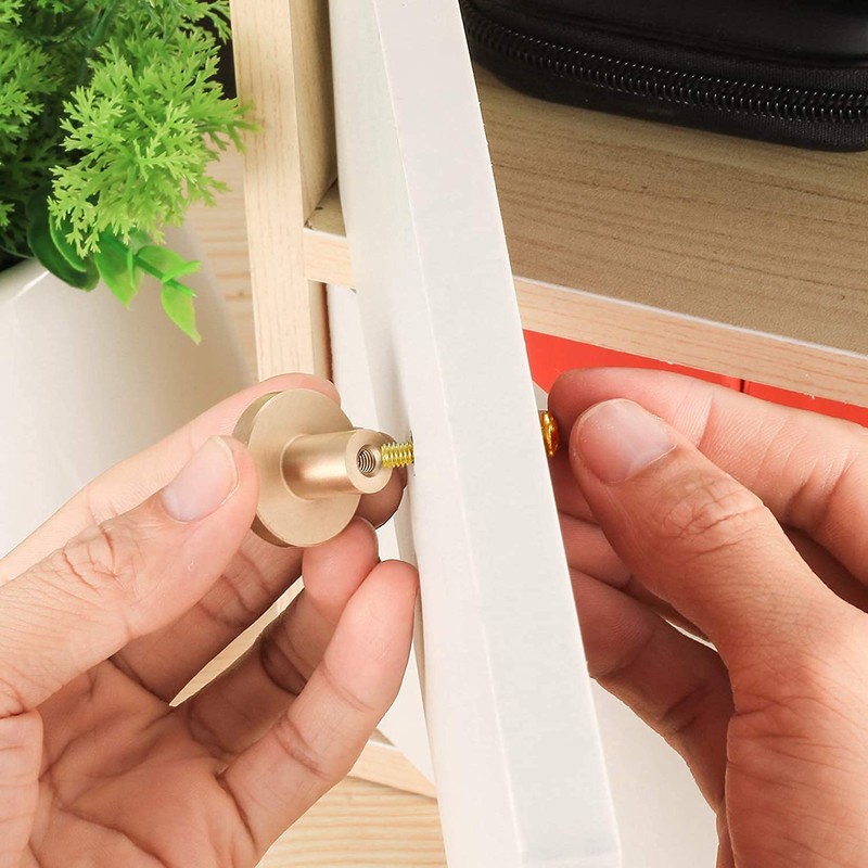 4 Pieces Solid Brass Round Single Hole Small Handle Cabinet