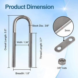 MOOKEERF 4 Pack 316 Stainless Steel U Bolts for Boat Stern Bow Eye Tie Down, Heavy Duty U-Bolt for Yatch Boat Trailer, Automotive (140MM 4PCS)