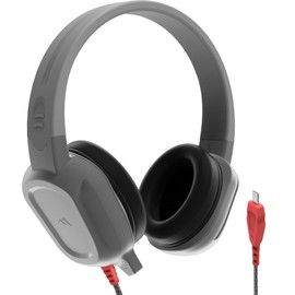 Brenthaven Wired Headphones with Mic | USB C On-Ear Rugged 2 Adjustable Headphones with Long Tangle Free Cord - Lightweight Durable & Drop Tested School Supplies for Kids & K-12 Students - Gray