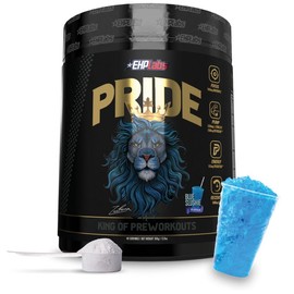 PRIDE Pre-Workout Fitness Powder Supplement with Pentaffeineᵀᴹ and 9 Essential Amino Acids for Optimum Performance - Edible, Dietary Drink, Healthcare, Muscle Growth, Strength and Pump:_Blue Slushie_20/40 Serves