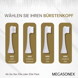 6x Megasonex Brush Heads Zig-Zag Medium