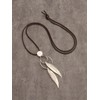 Bjesinmo Boho Feather Necklace for Women Long Pendant Necklace Brown