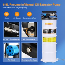 GOOACC Oil Extractor Pump 6.5L Pneumatic Manual Fluid Extractor Pump for Oil Change Tool Kit with Dipstick and Suction Hose Oil Vacuum Pump Extractor for Automotive Boats Motorcycles Fluids Transfer