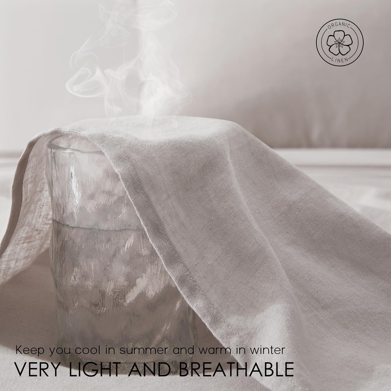 OnlySet 4Pcs Organic Linen Sheets King Size, 100% French Linen