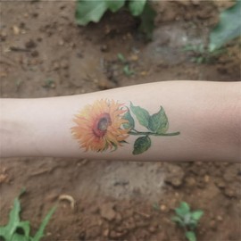 SanerLian Sunflowers Temporary Tattoo Sticker Waterproof Yellow Watercolor Women Girls Hand Arm Shoulder Body Art 10.5X6cm Set of 24 (SF268)