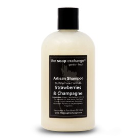 The Soap Exchange Hair Shampoo - Strawberries & Champagne Scent - Hand Crafted 12 fl oz / 354 ml Natural Artisan Hair Care, Gentle, Sulfate & Paraben Free, Cleanse, Moisturize, Protect. Made in USA.