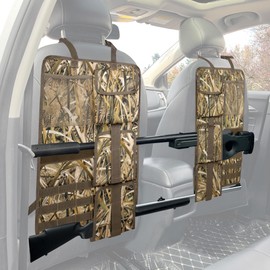 MYDAYS 2 Pack Tactical Seat Back Gun Rack, Camo Front Seat Organizer with MOLLE Panel Vehicle Gun Holder, Hunting Rifle/Shotgun (Camo1)