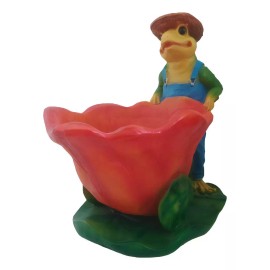 Rana Con Maceta Forma De Flor, Figura Resina Fina