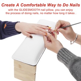 GLIDESMOOTH Arm Rest for Nails Tech, Comfortable Supportive Design Nail Arm Rest Cushion, Nail Arm Rest, Non-Slip Manicure Hand Rest Stand, White, 1 Set