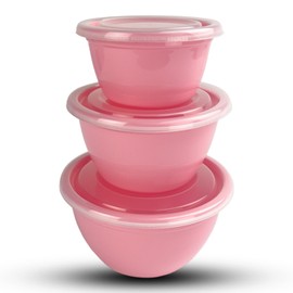 Crisp Prep Bowl Set - Premium Plastic, Durable Kitchenware, Dishwasher Safe - Made in the USA - Pink