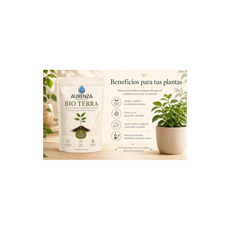 Aurenza Bio Terra Sustrato Enriquecido Humus 500 Favorece Desarrollo Saludable
