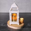 Richland White Contemporary Metal Lantern with Clear Glasses Small Set