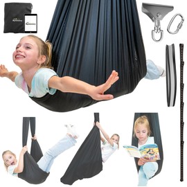 Sensory Swing for Kids Black Calming Therapy Swing Double Layer for Indoor Outdoor Sensory Swing