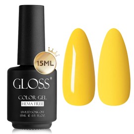 GLOSS Gel Nail Polish | Canary Yellow 15 ml 1 pcs - HEMA Free Gel Polish, Yellow Soak Off UV LED Gel Varnish, Professional Gel Nail Art for Home & Salon Use, Perfect Holiday Gifts for Women & Girls