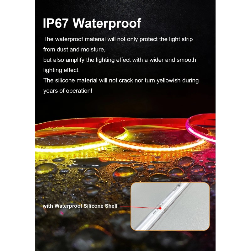 COB LED Strip Lights Light Strings Plastic RGB Smart IP65