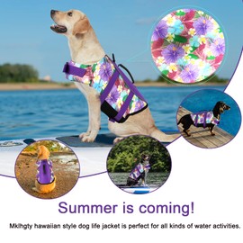 Mklhgty Dog Life Jacket, Reflective Adjustable Dog Swimming Vest with Handle, Ripstop Dog Life Vests for Boating and Swimming, Pet Safety Life Preserver for Small Medium Large Dogs