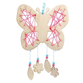 Baker Ross FE152 Butterfly Wooden Dreamcatcher Kits - Pack of 4, Make Your Own Dream Catcher, Craft Set for Children to Decorate and Display
