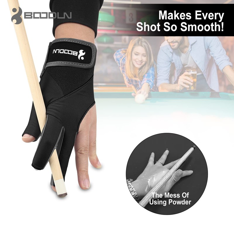 YFY Billiard Pool Gloves for Left Hand 3 Finger, Splicing