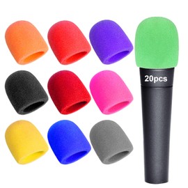 Qianyu 20 PCS Microphone Covers Karaoke Microphone Windscreens Foam Thick Colorful Pop Filter Disposable DJ Handheld Mic Cover for Most Standard Handheld Microphone KTV Recording Studios Dances Radio