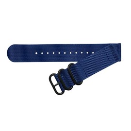 22mm Blue 2-Piece Ballistic Nylon Watch Band with 3 PVD (Black) Rings