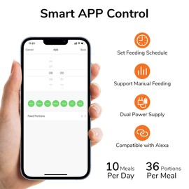 FUKUMARU Automatic Cat Feeder, WiFi Automatic Dog Feeder with Freshness Preservation, 5L Timed Cat Food Dispenser with Elevated Bowls, Up to 10 Meals Per Day