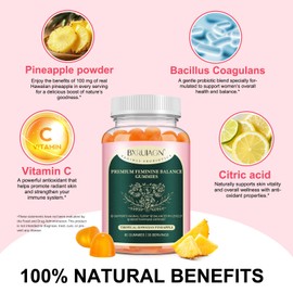 BXRUIAGN Feminine Balance Gummies, Premium Balance Supplement for Women PH Health – Immune System Boost, Energy Support, Balance & Gut Health Support with Vegan Berry Blend, 60 Gummies