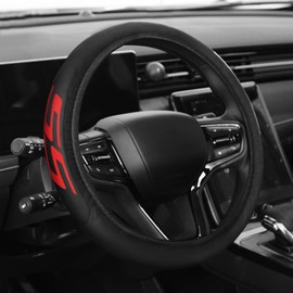 Leather Steering Wheel Cover Compatible with Chevy Camaro SS Cars Accessories, Universal Size fit for 14-15 Inch, Breathable, Lightweight, Easy to Install