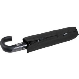 iX-brella Men's Pocket Umbrella Open-Close Automatic Round Hook Handle, Carbon look. Black, Pocket umbrella XXL