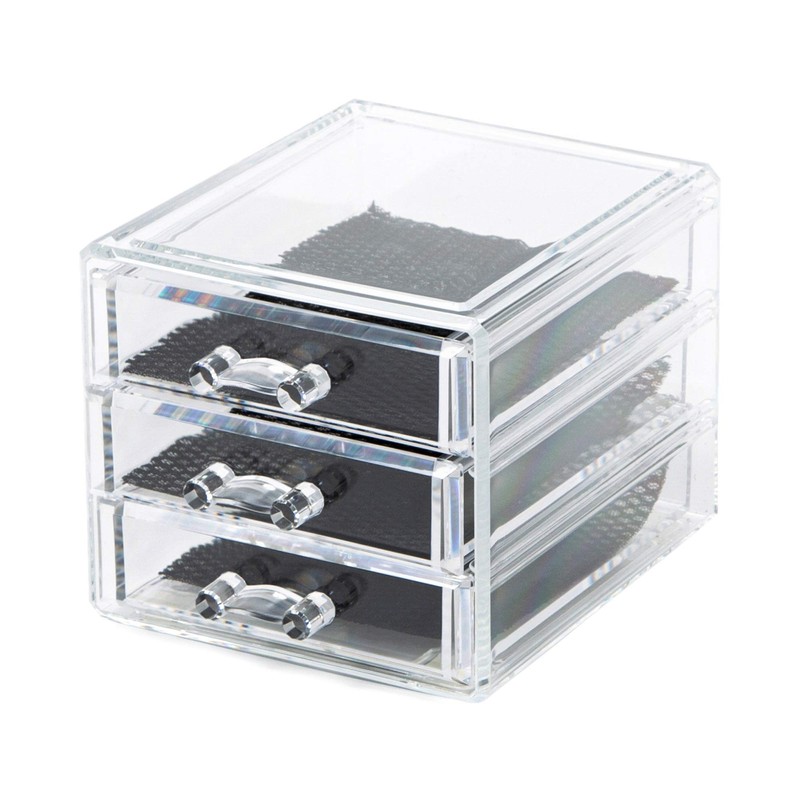 Compactor Bijoux Jewellery Organiser with 3 Drawers, Transparent, POLYSTYRENE, Small