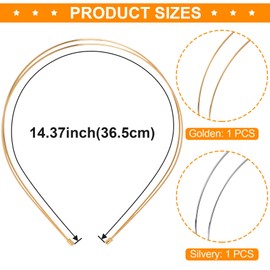 PAGOW 2 Pcs Metal Double Layer Headbands Trendy, Gold Silver Simple Headband, Sparkly Multi Layers Headbands, Elegant Hair Accessories for Women (Gold, Silver)