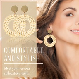 Hicarer 6 Pair Rattan Earrings Straw Tassel Bohemian Earrings for girl Women Beach Party(Popular Series)