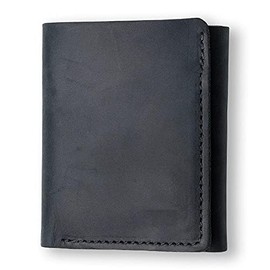 PEGAI Leather Trifold Wallets for Men | Handmade Minimalist Men's Wallet, 6 Card Slots, Billfold with ID Card Holder, Credit Card Wallet | KANE (Charcoal Black)