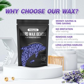 Makupala Hard Wax Beads for Sensitive Skin, 9.6oz Natural Waxing Beads for Brazilian Waxing Women Men, Professional Wax Beans for All Skin Type, Face, Bikini, Back, Legs Purple
