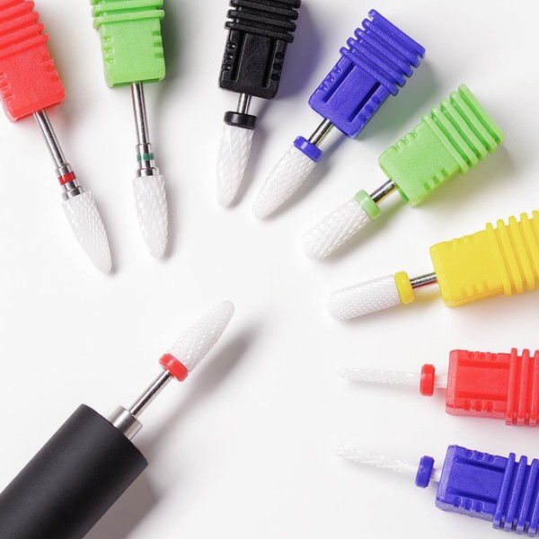 12PCS Ceramic Nail Drill Bits Set, 3/32'' (2.35mm) Professional Acrylic