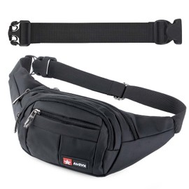 Bumbags and Fanny Packs for Running Hiking Waist Bag Outdoor Sport Hiking Waistpack for Men Women (Black-Ex-Belt)