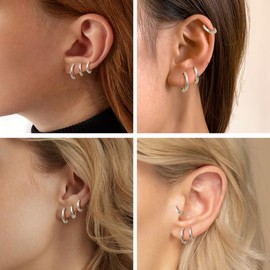 Morfetto F136 Titanium Hoop Earrings, 14 Carat Gold-Plated Small Hoop Earrings, Mini Huggie Earrings for Women, Hypoallergenic Titanium Earrings, Titanium