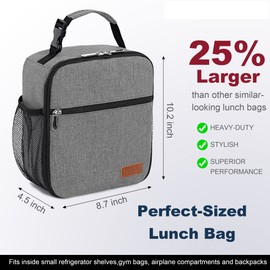 Lunch Box for Men Women Adults Small Lunch Bag for Office Work Picnic - Reusable Portable Lunchbox, Grey