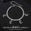 Zoestar Boho Rhinestone Anklet Silver Star Moon Anklet Crystal Anklet