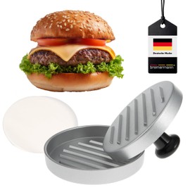 bremermann Burger Press // Includes 50 x Non-Stick Dividers // Aluminium Hamburger Press for Patties