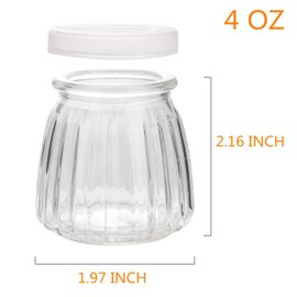 Encheng Small Yogurt Jars, 4 oz Clear Glass Jars With Lids,Glass Yogurt Container With Caps(PE),Replacement Pudding Jar,Clear Containers For Milk,Ramekin,Jams,Jelly,Mousse 40 Pack