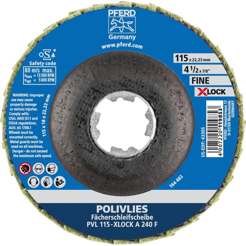 PFERD Polivlies fan disc, 5 pieces, 115 mm, A240, fine,
