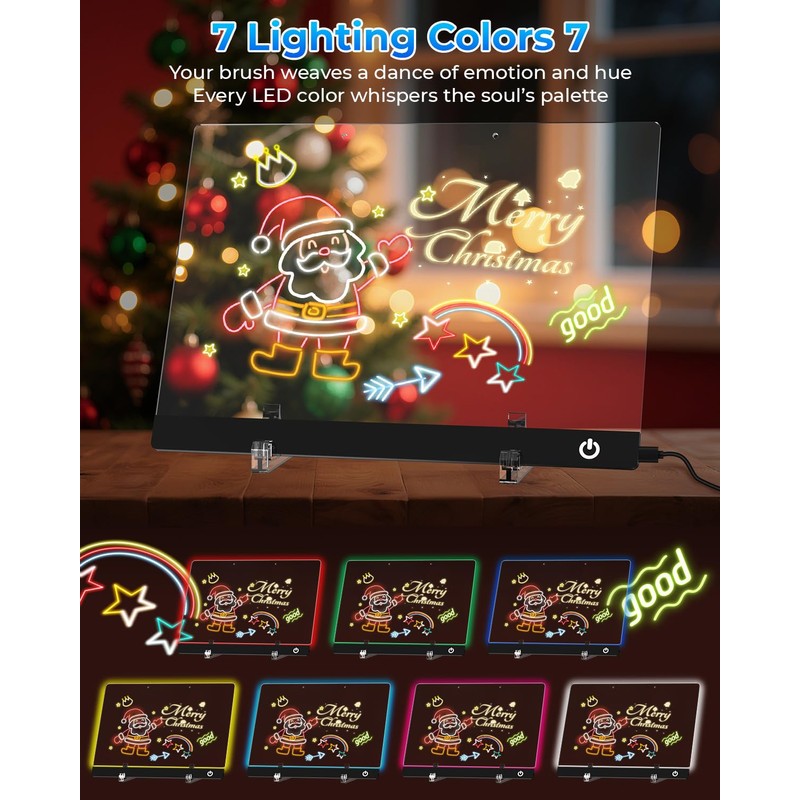 ITENGHUA Led Note Board with 7 Colors 13.7"X10", Acrylic Dry