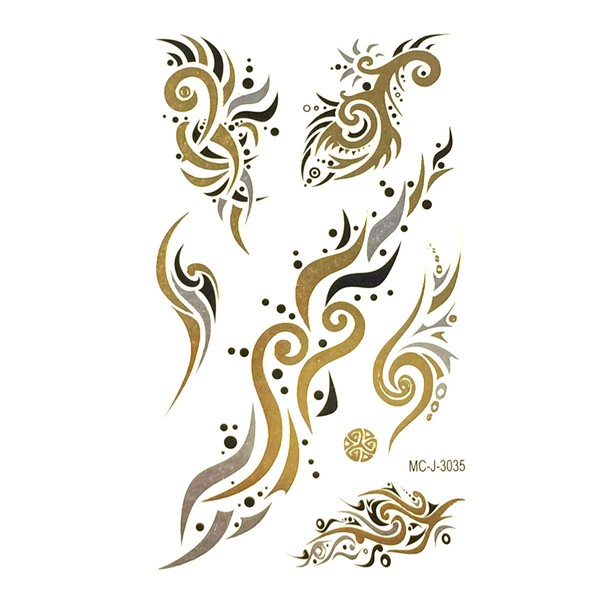 Wrapables Celebrity Inspired Temporary Tattoos in Metallic Gold Silver and Black, Small, Firebird