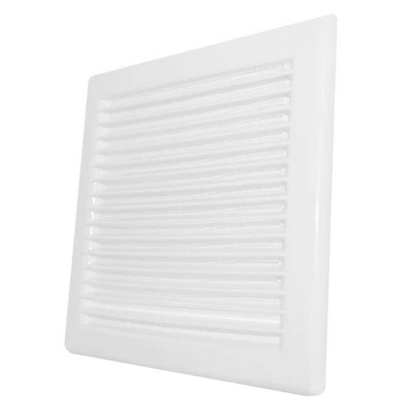 Square White Ventilation Grille with Flyscreen - Round Ø 100mm