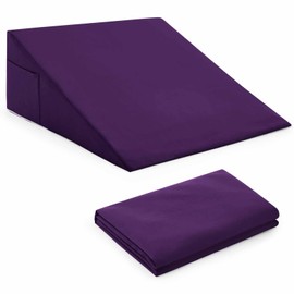 Horbaunal Purple Bed Wedge Pillow Cover with Zipper Design, Wedge Pillowcase Protector with Side Pocket for Storage, 25" L x 25" W x 10" H (Pillow Not Include)