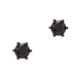 5MM Sterling Silver Cubic Zirconia Black Diamond Studs Earrings Post Backs, Black Rhodium Plating