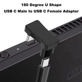 AreMe 180 Degree Angle USB C Adapter 2 Pack, 180° U Shape Male to Female 10Gbps PD 100W Adapter Compatible with Steam Deck, Switch, Laptop, Tablet, Phone and More Type C Devices