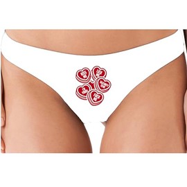 Knaughty Knickers Dirty Valentines Day Heart Candies Suggestive Fun Gift White Soft Cotton thong Adult Flirty Fun